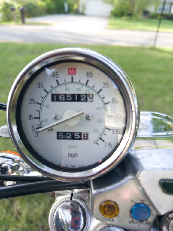 1995 Yamaha Virago 1100, completed restoration: speedometer