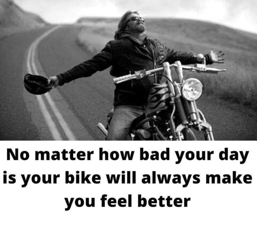 1989 Honda Gold Wing GL1500 Aspencade, before restoration: motivational image of a rider with a caption about bikes
