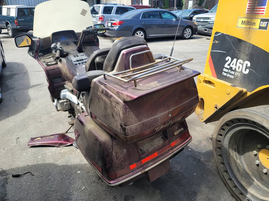 1989 Honda Gold Wing GL1500 Aspencade, before restoration: rear three-quarter view