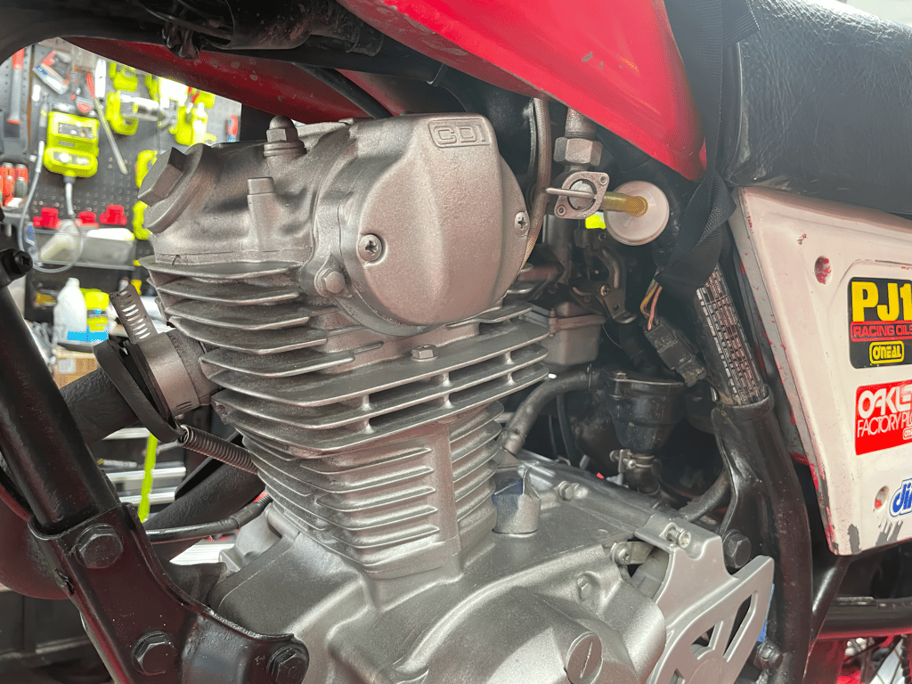 1979 Honda XL125s, during the rebuild: engine