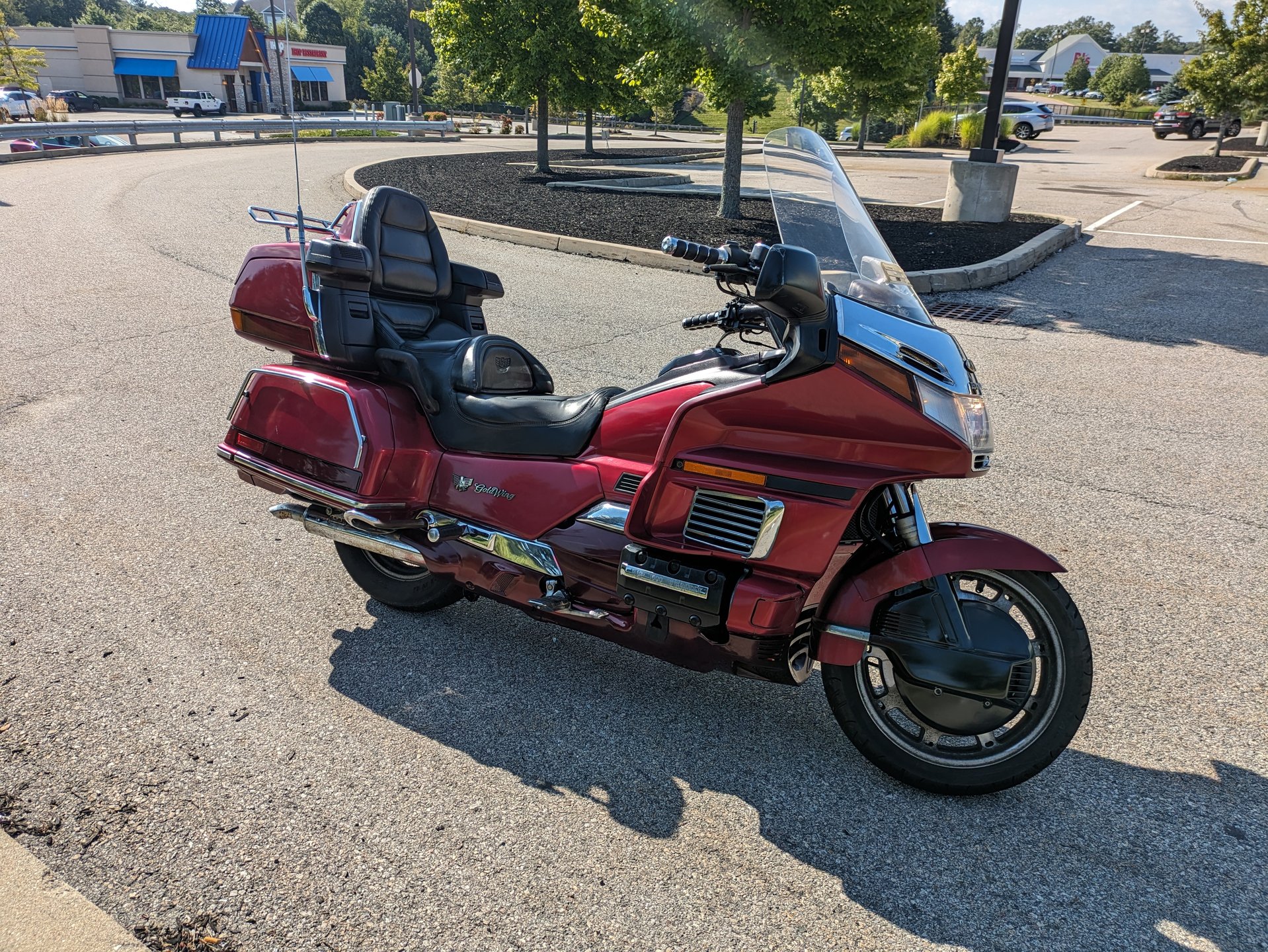 1995 red Honda Gold Wing GL1500 Interstate, completed restoration: finished bike outdoors