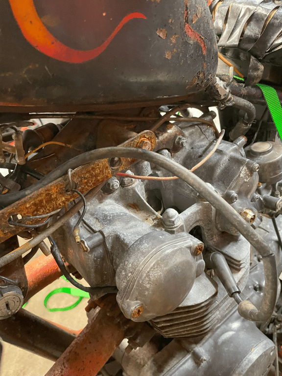 1974 Honda CB450 K4 “Krusty”, before restoration: engine close-up