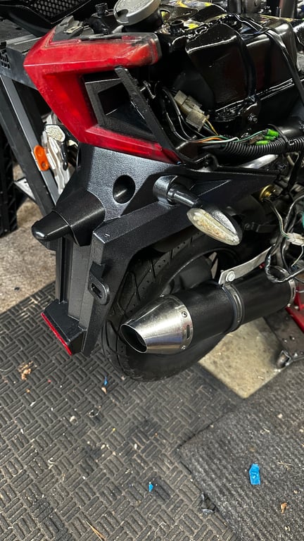 Tao Tao 50cc moped, completed restoration: rear wheel and exhaust