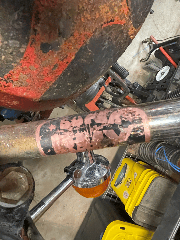 1974 Honda CB450 K4 “Krusty”, before restoration: exhaust pipe