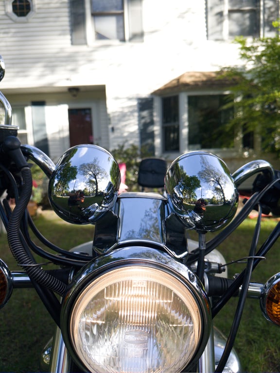 1995 Yamaha Virago 1100, completed restoration: headlight, front view