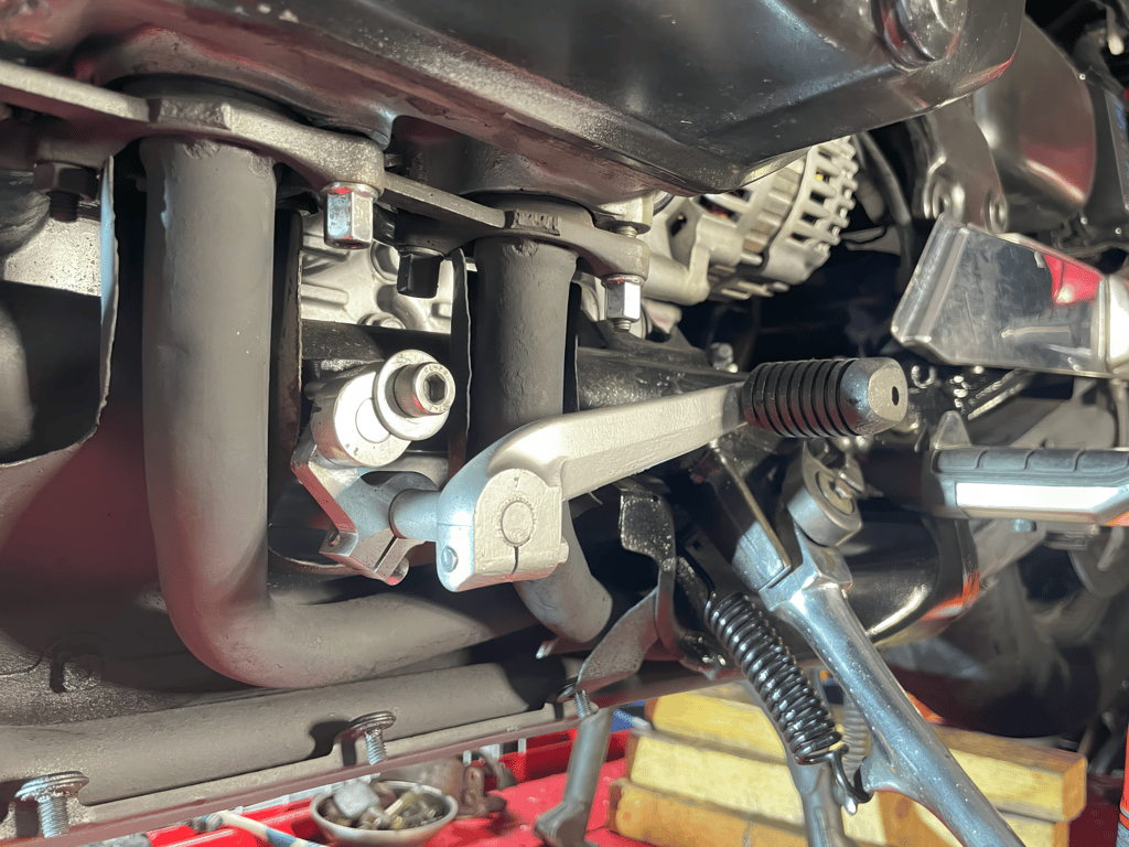 1995 red Honda Gold Wing GL1500 Interstate, during the restoration: alternator and engine