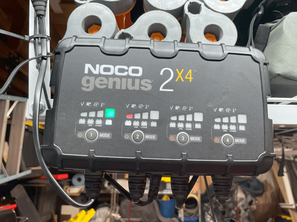 1979 Honda XL125s, during the rebuild: battery charger