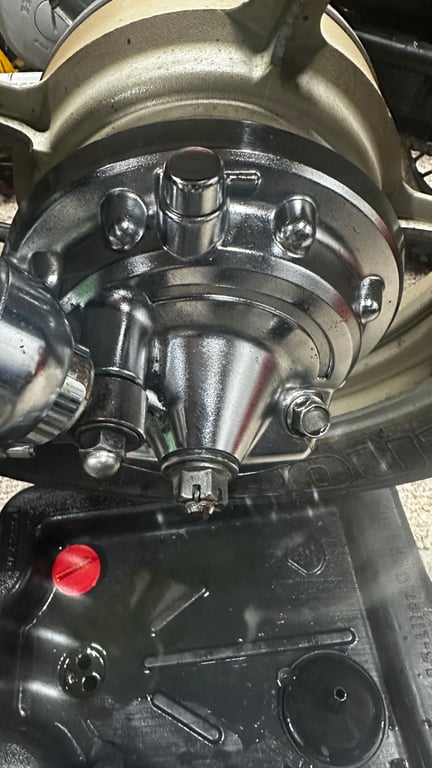 1995 Yamaha Virago 1100, restoration in progress: chrome part close-up
