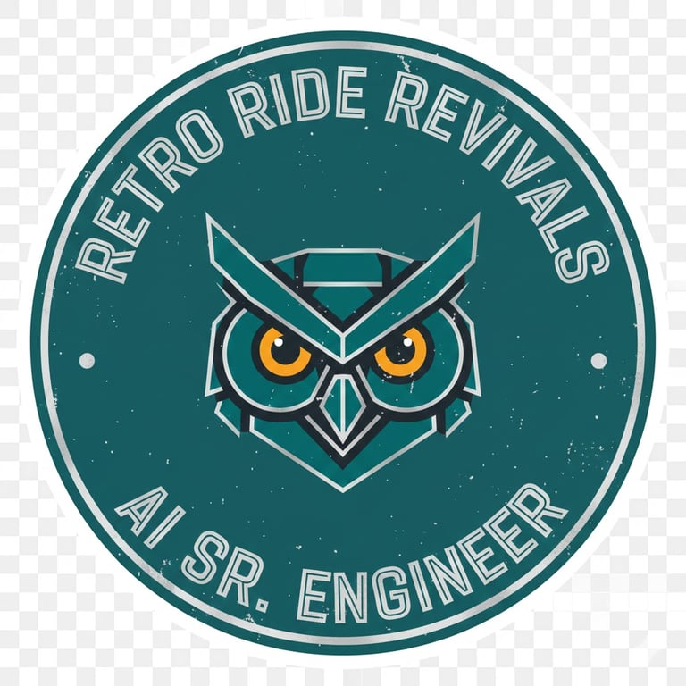 Wrench Ai artwork for the 1989 Honda Gold Wing GL1500 Aspencade build: round AI Sr. Engineer owl badge