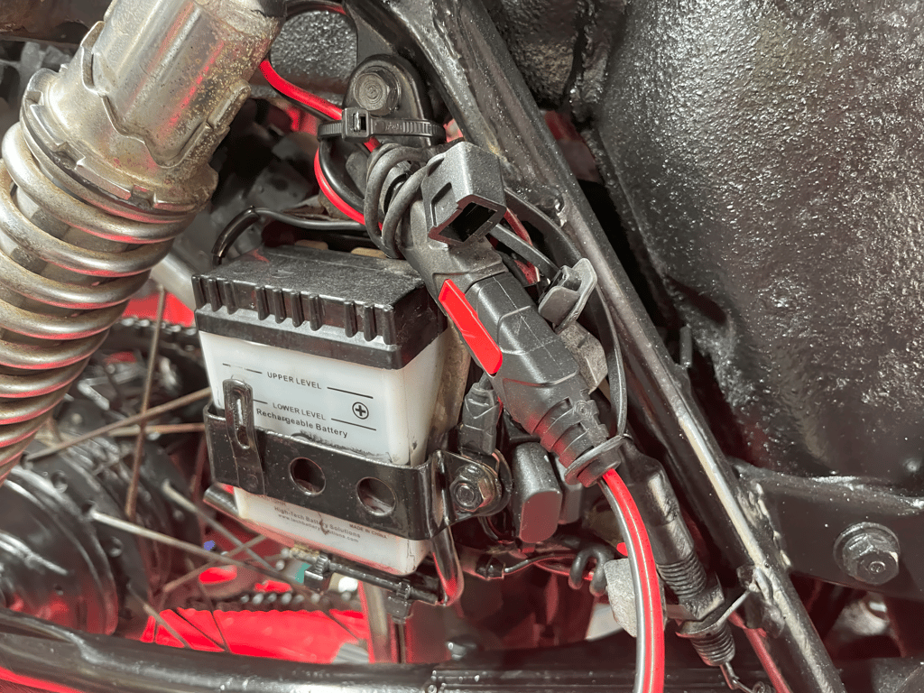 1979 Honda XL125s, during the rebuild: battery area