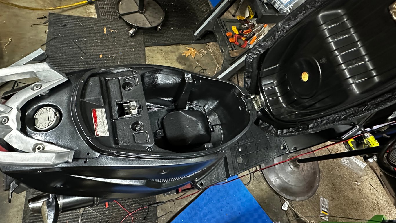 Tao Tao 50cc moped: open under-seat storage compartment