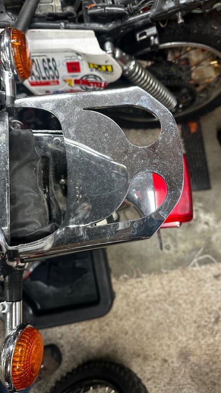 1995 Yamaha Virago 1100, restoration in progress: chrome part close-up