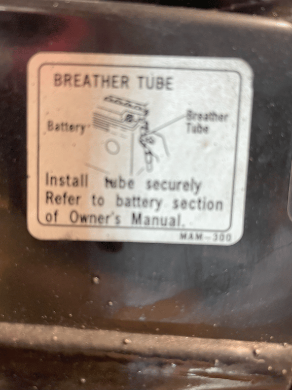 1995 red Honda Gold Wing GL1500 Interstate restoration reference: breather tube label
