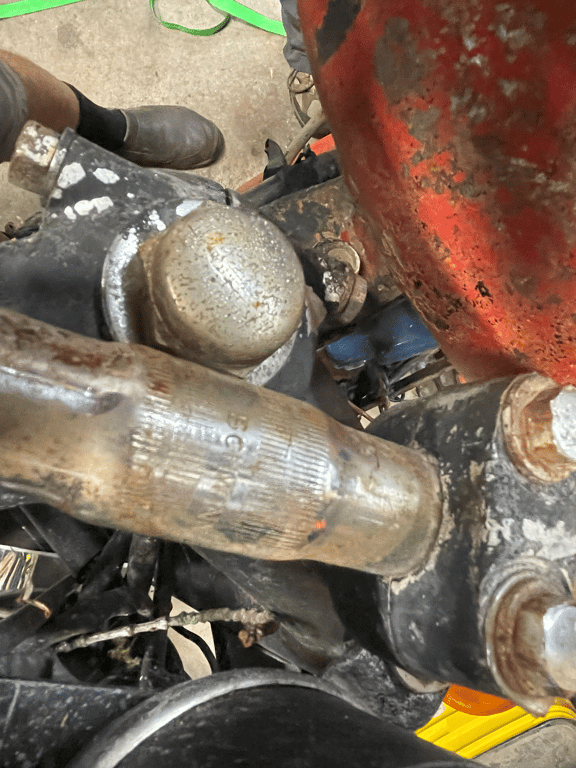 1974 Honda CB450 K4 “Krusty”, before restoration: exhaust pipe