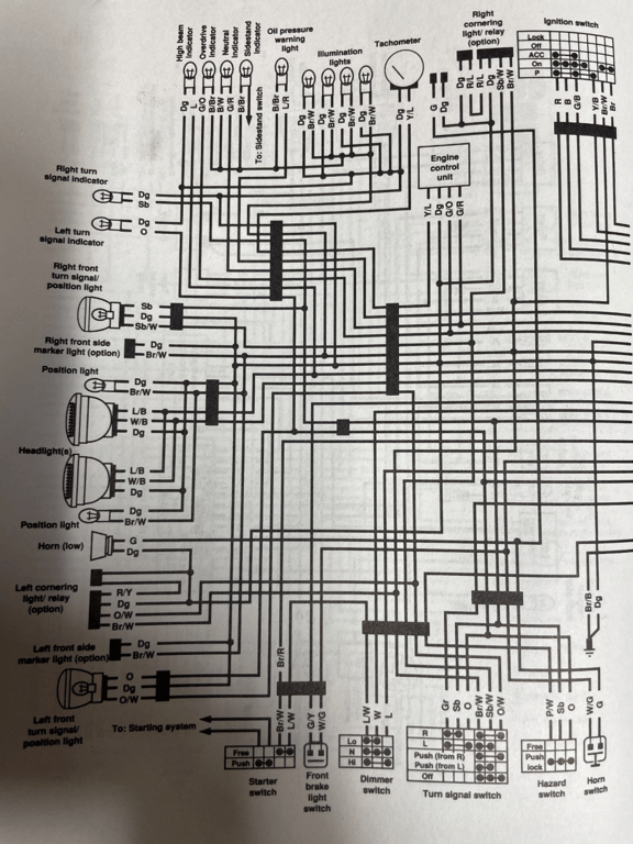 1995 red Honda Gold Wing GL1500 Interstate restoration reference: wiring diagram