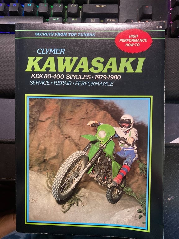 1979 Kawasaki KDX400-A1, before restoration: cover of a Kawasaki service manual