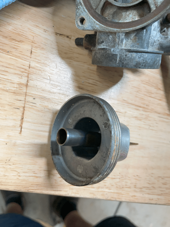 1974 Honda CB450 K4 “Krusty”, before restoration: carburetor parts on the workbench