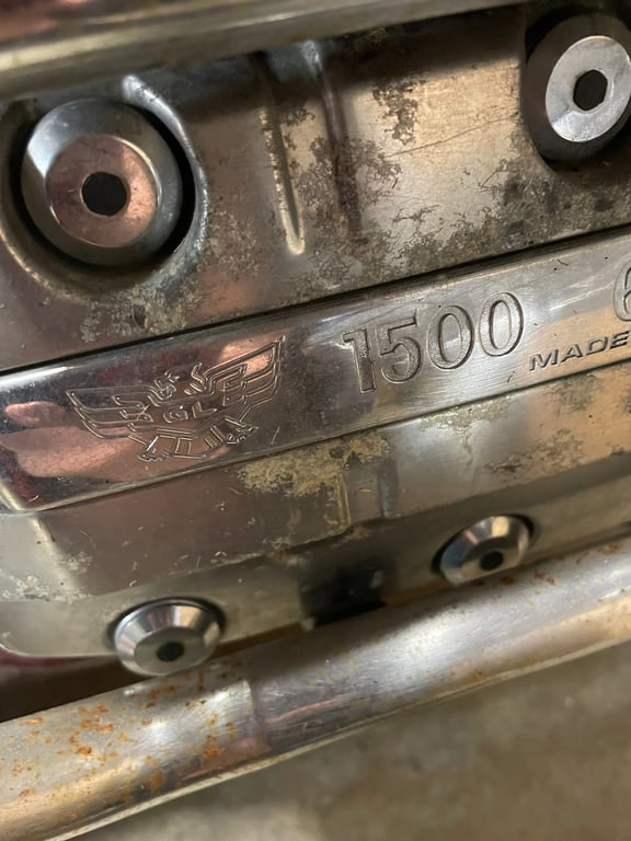 1995 red Honda Gold Wing GL1500 Interstate, during the restoration: engine casting close-up