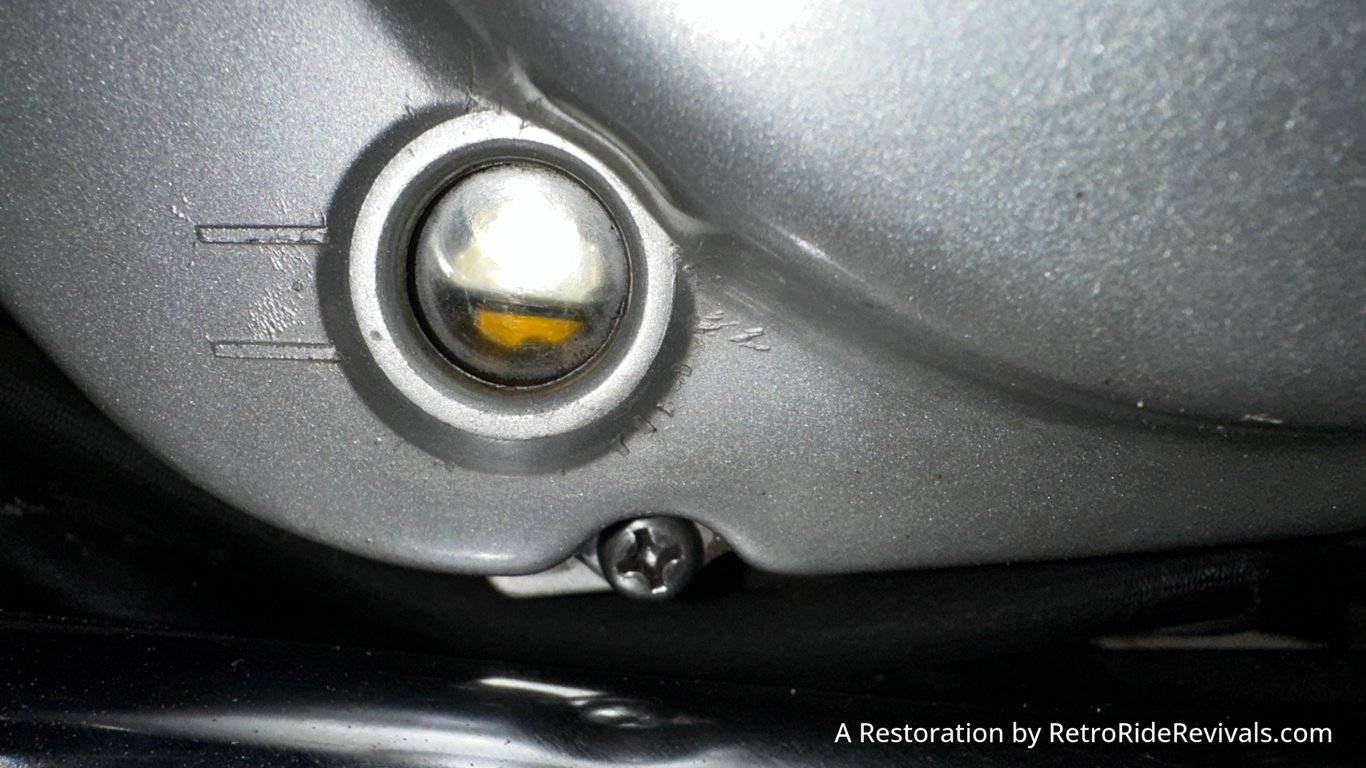 1996 Yamaha Virago XV250: engine cover close-up